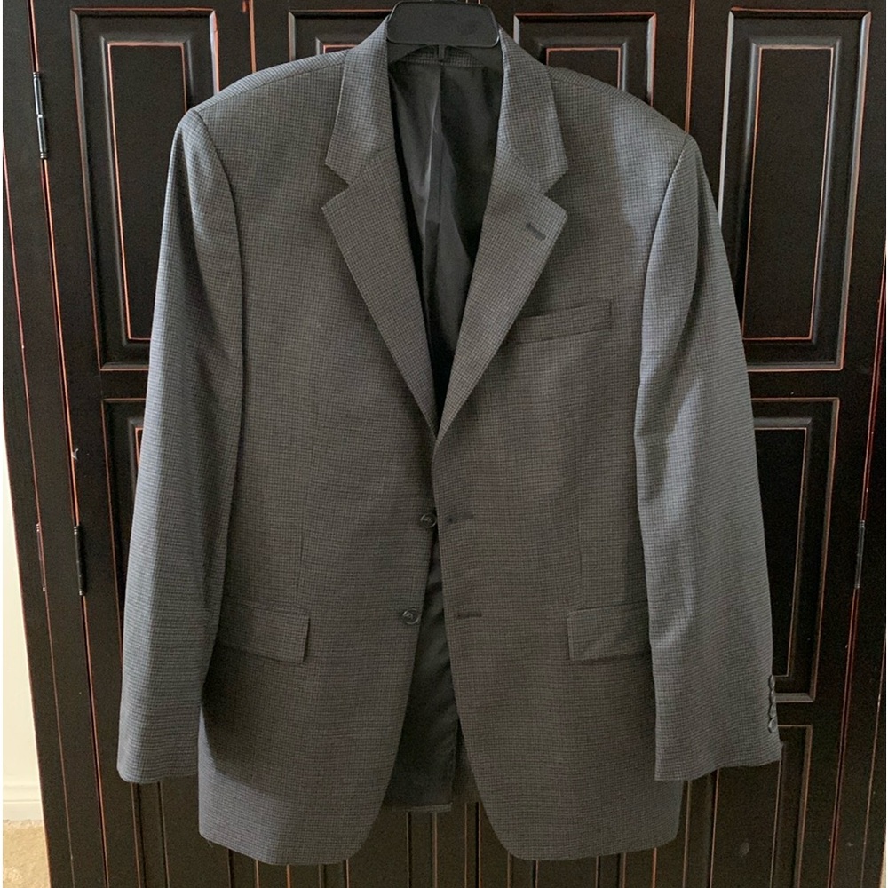 Ralph Lauren 42L Gray Houndstooth Wool Sport Coat Vtg 90s Union Made Teamster